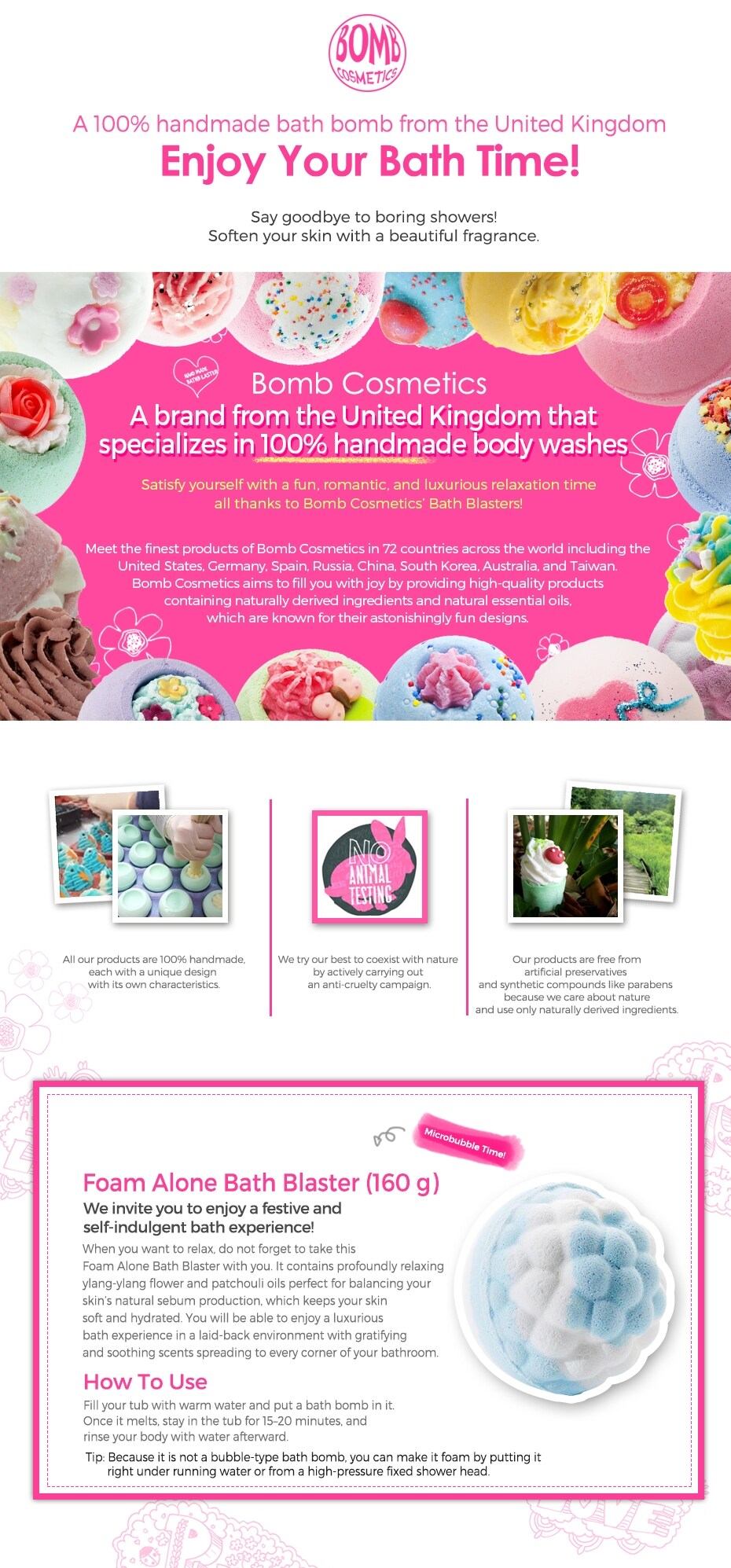 Foam Alone Bath Blaster 160g by Bomb Cosmetics at GWENCHANDA Korean Cosmetics Shop - 1