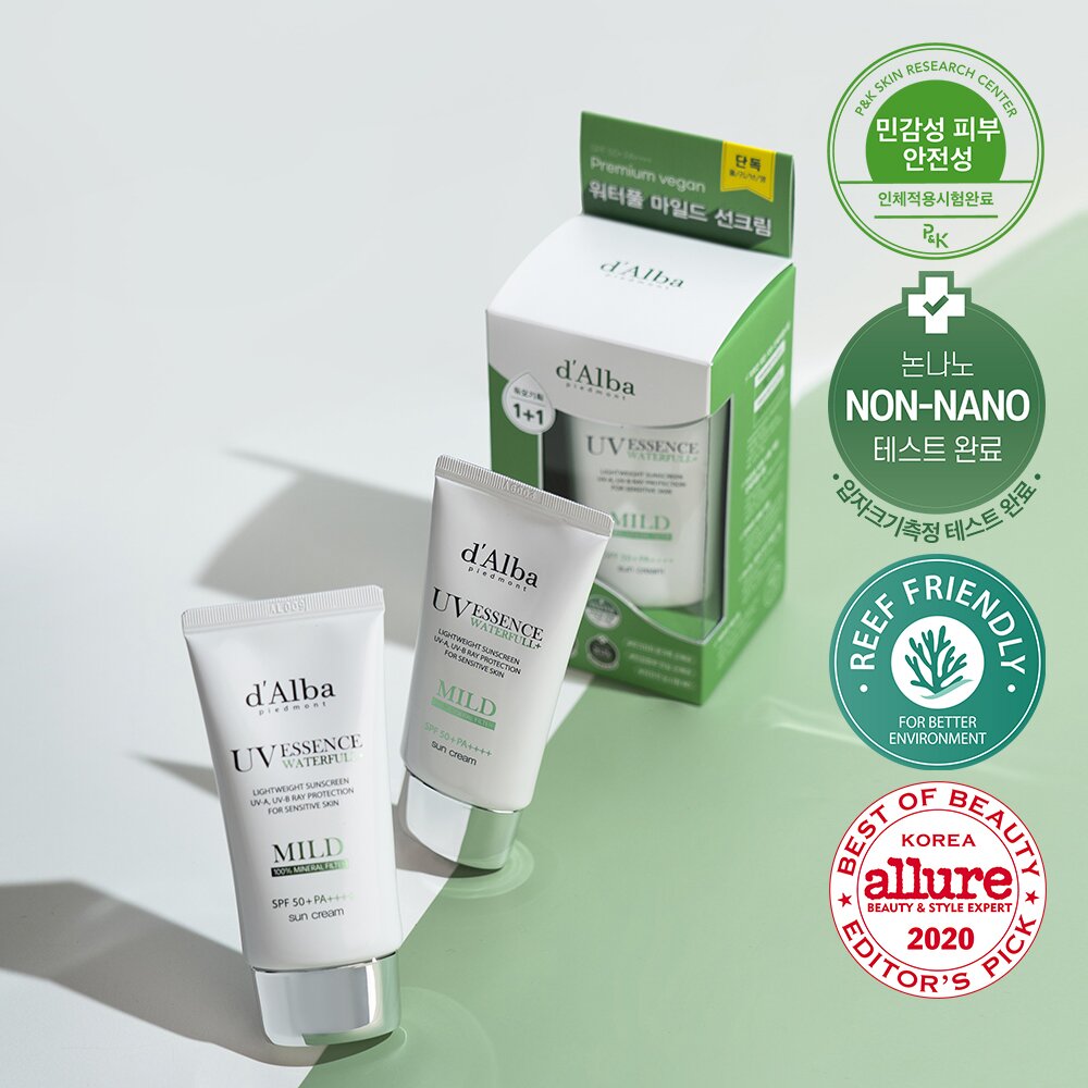 UV Essence Waterfull Mind Sun Cream 50mL + 50mL Duo Pack by d'Alba at GWENCHANDA Korean Cosmetics Shop - 2