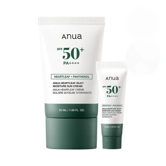 Heartleaf Silky Moisture Sun Cream 50mL + 10mL Special Set by Anua at GWENCHANDA Korean Cosmetics Shop - 1