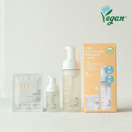 Lacto Damask Rose Feminine Wash Foam Special Set (Wash Foam 150mL + Wash Foam 30mL + Feminine Wipes 3P) by CAELA at GWENCHANDA Korean Cosmetics Shop - 1