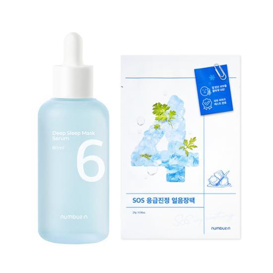 No. 6 Deep Sleep Mask Serum 80mL Special Set (+No. 4 SOS Icy Soothing Sheet Mask) by numbuzin at GWENCHANDA Korean Cosmetics Shop - 1