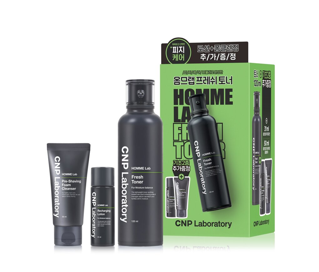 Lab Fresh Toner 120mL Special Set (+Lotion 31mL & Cleansing Foam 50mL) by CNP Homme at GWENCHANDA Korean Cosmetics Shop - 2