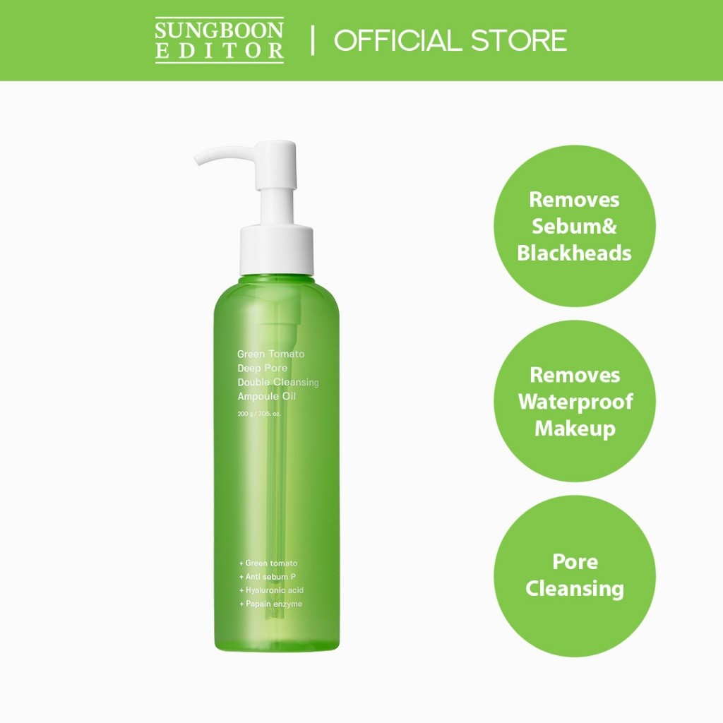 Green Tomato Deep Pore Double Cleansing Ampoule Oil 200mL by SUNGBOON EDITOR at GWENCHANDA Korean Cosmetics Shop - 1