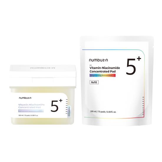 No.5+ Vitamin-Niacinamide Concentrated Pad 70P (+70P Refill) by numbuzin at GWENCHANDA Korean Cosmetics Shop - 1
