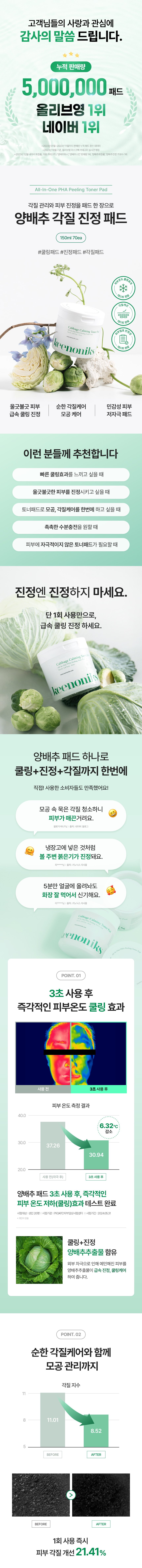 Cabbage Calming Toner Pad 70P (+70P Refill)  by Keenoniks at GWENCHANDA Korean Cosmetics Shop - 1