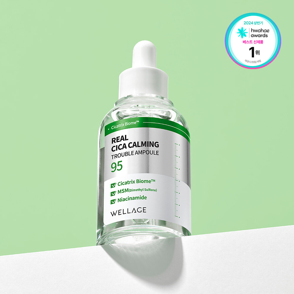 Real Cica Calming 95 Trouble Ampoule 50mL by WELLAGE at GWENCHANDA Korean Cosmetics Shop - 1
