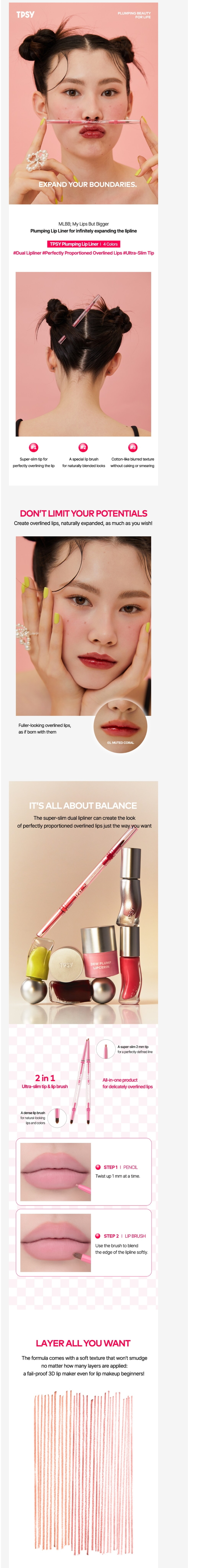Plumply Lip Liner 0.11g by TPSY at GWENCHANDA Korean Cosmetics Shop - 1