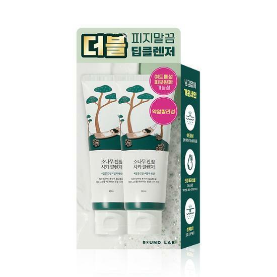 Pine Calming Cica Cleanser 100ml Double Pack by ROUND LAB at GWENCHANDA Korean Cosmetics Shop - 2
