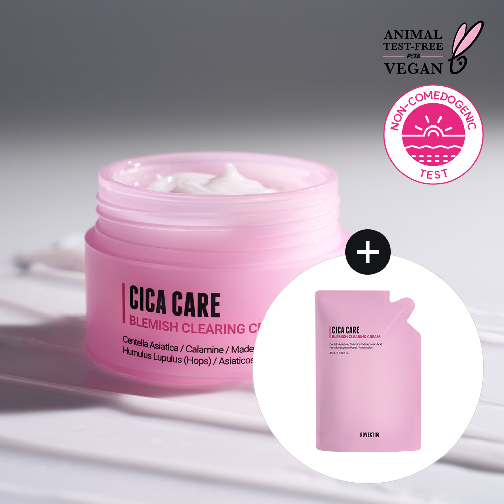 Cica Care Blemish Clearing Cream 50mL (+40mL Refill) by ROVECTIN at GWENCHANDA Korean Cosmetics Shop - 1