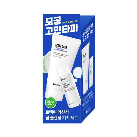 Pore Care Tightening Cleansing Foam 150ml Set (+Cleansing Water 40ml) by ROVECTIN at GWENCHANDA Korean Cosmetics Shop - 1