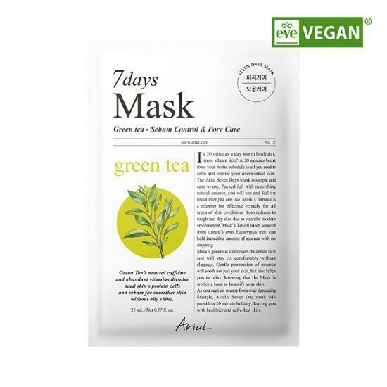 7 Days Green Tea + S Sebum Control Mask Sheet 1 Sheet by Ariul at GWENCHANDA Korean Cosmetics Shop - 1