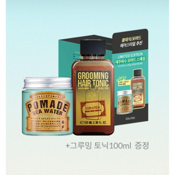 Pomade Sea Water Styling Set (Pomade Sea Water 100g + Grooming Hair Tonic 100mL) by GRAFEN at GWENCHANDA Korean Cosmetics Shop - 1
