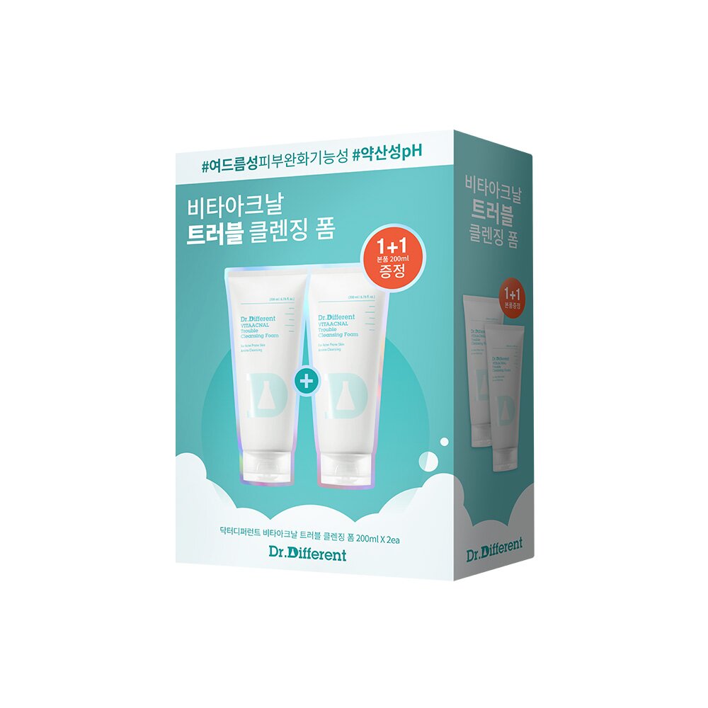 VITAACNAL Trouble Cleansing Foam 200mL 1+1 Special Set  by Dr.Different at GWENCHANDA Korean Cosmetics Shop - 2