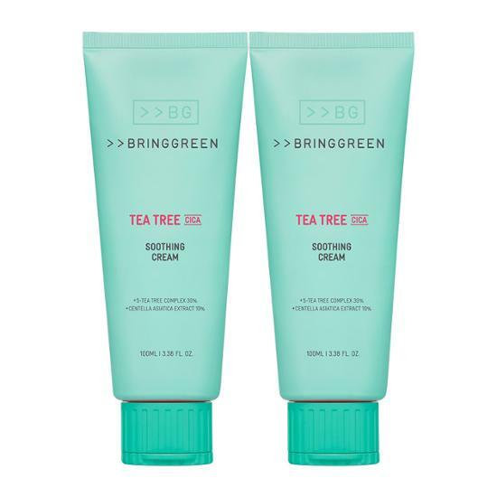 Tea Tree Cica Soothing Cream+ 100mL Double Pack by BRINGGREEN at GWENCHANDA Korean Cosmetics Shop - 1