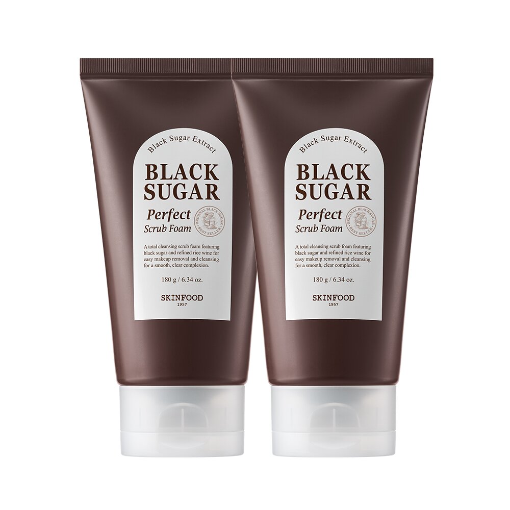 Black Sugar Perfect Scrub Foam Double Set by SKINFOOD at GWENCHANDA Korean Cosmetics Shop - 2