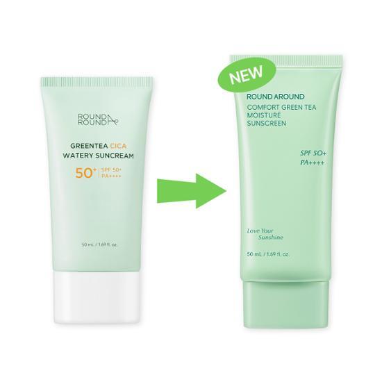 Comfort Green Tea Calming Sunscreen 50mL 1+1 Special Set by ROUND A'ROUND at GWENCHANDA Korean Cosmetics Shop - 3