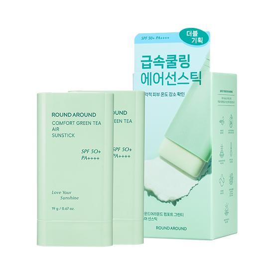 [Oyow EDITION] Comfort Green Tea Air Sun Stick 19g Double Pack by ROUND A'ROUND at GWENCHANDA Korean Cosmetics Shop - 3
