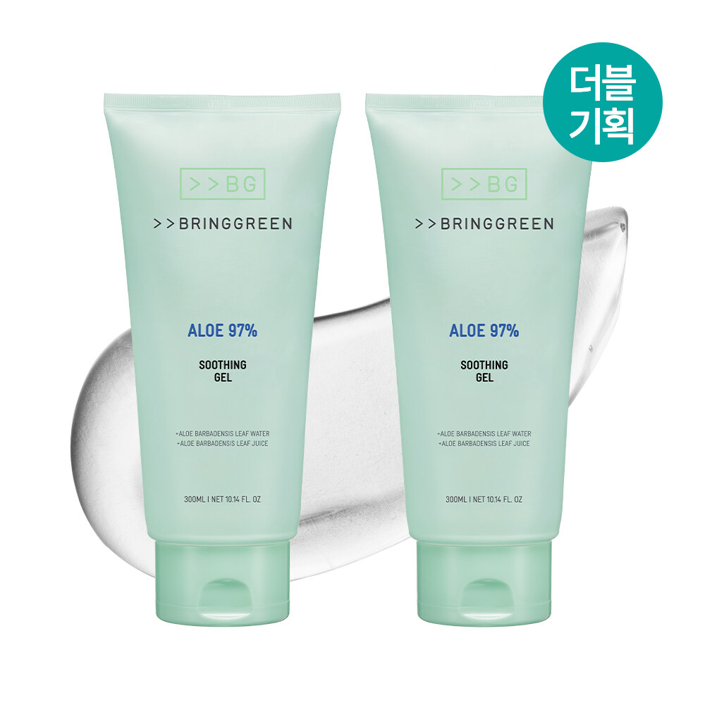 Aloe 97% Soothing Gel 300ml Double Pack by BRINGGREEN at GWENCHANDA Korean Cosmetics Shop - 1