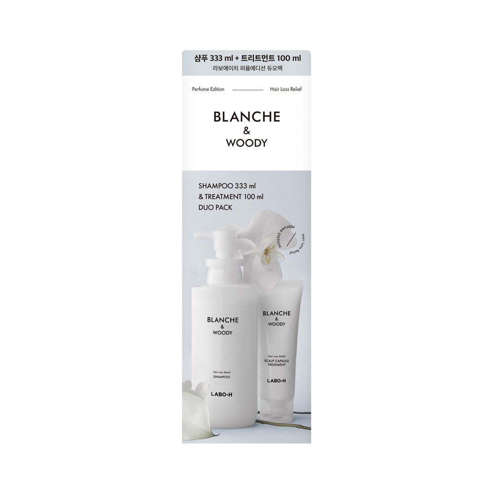 Hair Loss Relief Scalp Strenthening Blanche & Woody Shampoo 333mL + Treatment 100mL Special Set by LABO-H at GWENCHANDA Korean Cosmetics Shop - 3