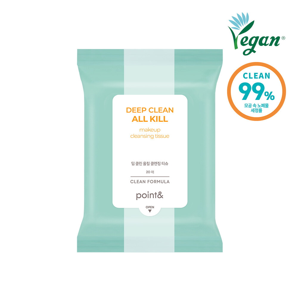 Deep Clean All Kill Make-up Cleansing Tissue 20P by POINT& at GWENCHANDA Korean Cosmetics Shop - 2