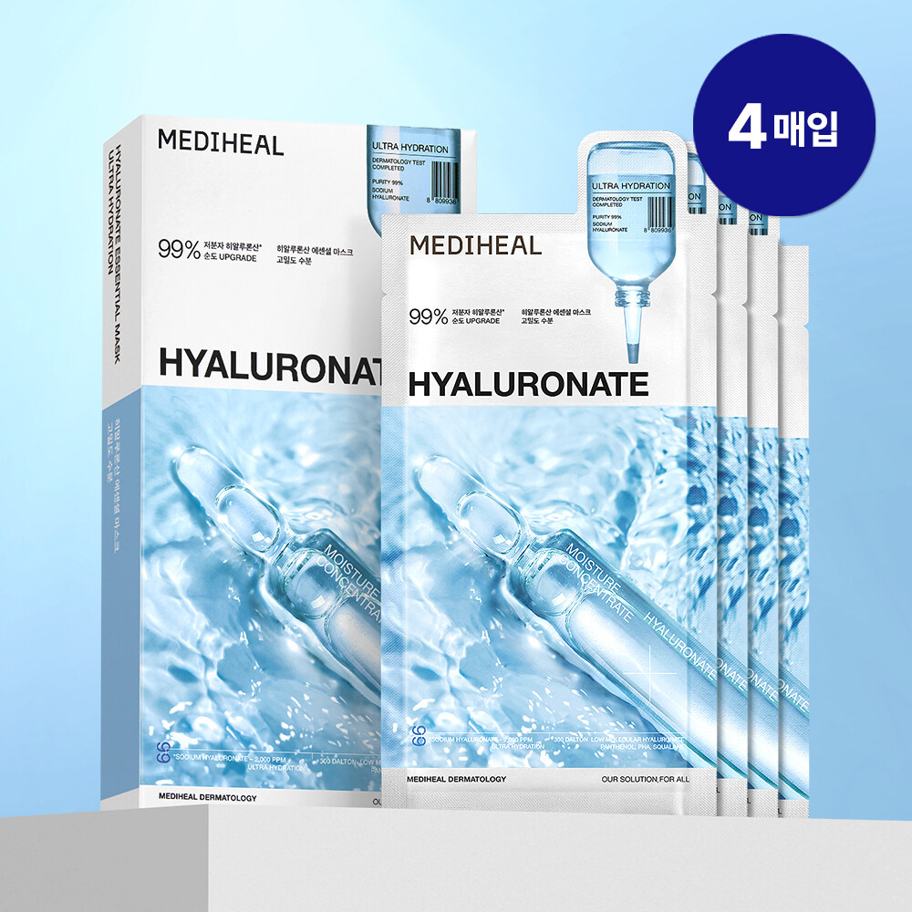 Hyaluronate Essential Mask Sheet Ultra Hydration 4ea by MEDIHEAL at GWENCHANDA Korean Cosmetics Shop - 1
