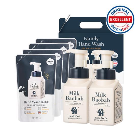 Family Hand Wash Gift Set  (Hand Wash 300mL*2ea + Refill 250mL*4ea) by Milk Baobab at GWENCHANDA Korean Cosmetics Shop - 1