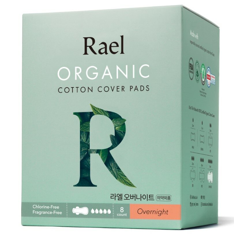 Orangic Cotton Cover Pads - Overnight 8P by Rael at GWENCHANDA Korean Cosmetics Shop - 4