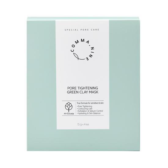 Pore Tightening Green Clay Mask Sheet 4P by COMMA.NINE at GWENCHANDA Korean Cosmetics Shop - 2