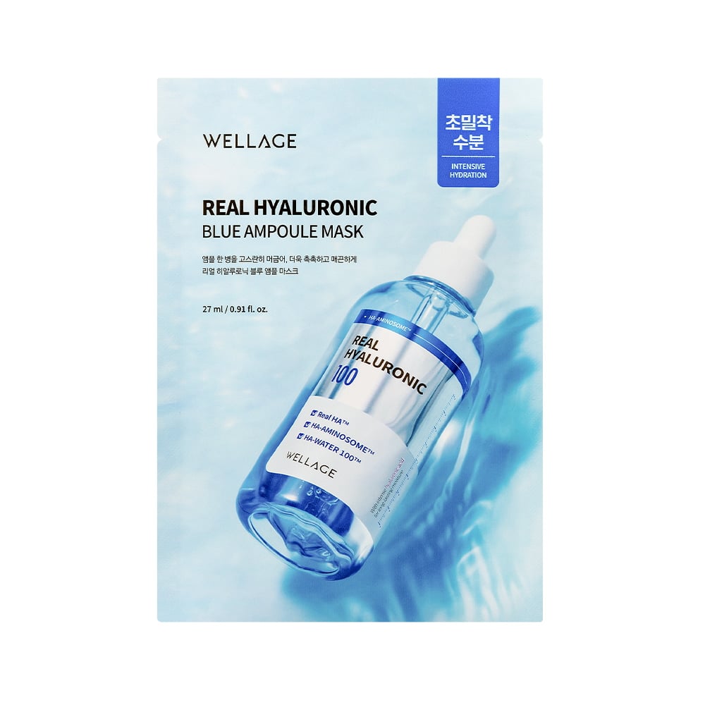 Real Hyaluronic Blue Ampoule Mask Sheet 1ea by WELLAGE at GWENCHANDA Korean Cosmetics Shop - 4