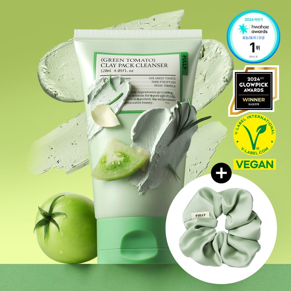 Green Tomato Clay Pack Cleanser 120ml Set (+Scrunchie) by fully at GWENCHANDA Korean Cosmetics Shop - 1