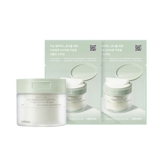 Ji Woo Gae Cica BHA Blemish Toner Pad 60P Set (+20P) by celimax at GWENCHANDA Korean Cosmetics Shop - 2