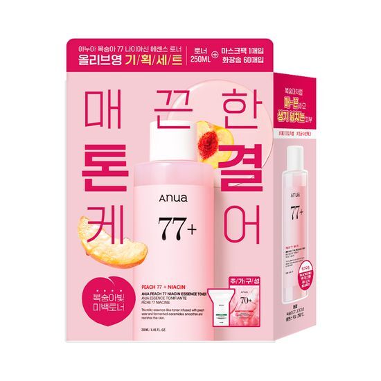 Peach 77 Niacin Essence Toner 250ml Set (1 Sheet Mask + 60 Cotton Pads) by Anua at GWENCHANDA Korean Cosmetics Shop - 2