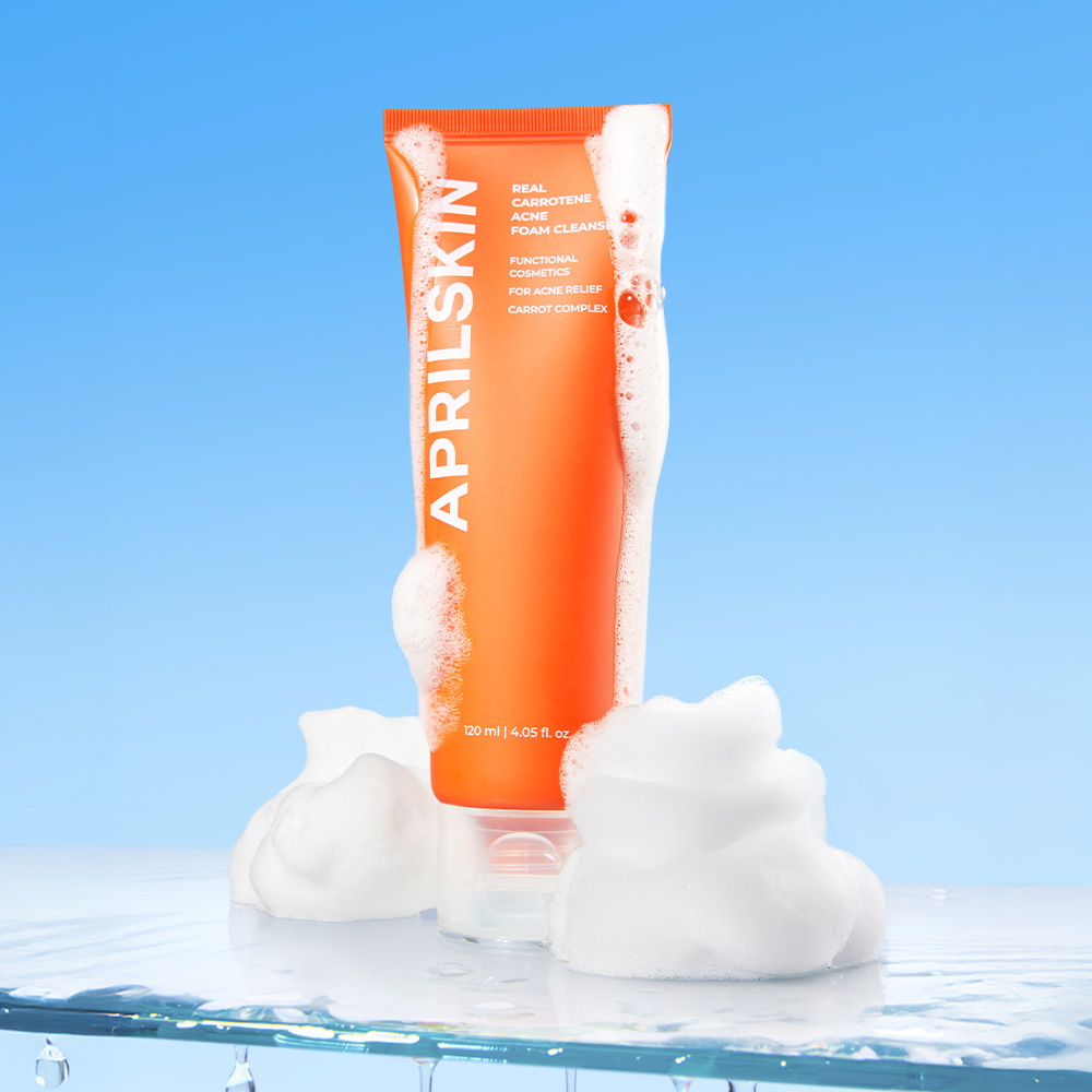 Real Carrotene Acne Foam Cleanser 120ml by April Skin at GWENCHANDA Korean Cosmetics Shop - 1