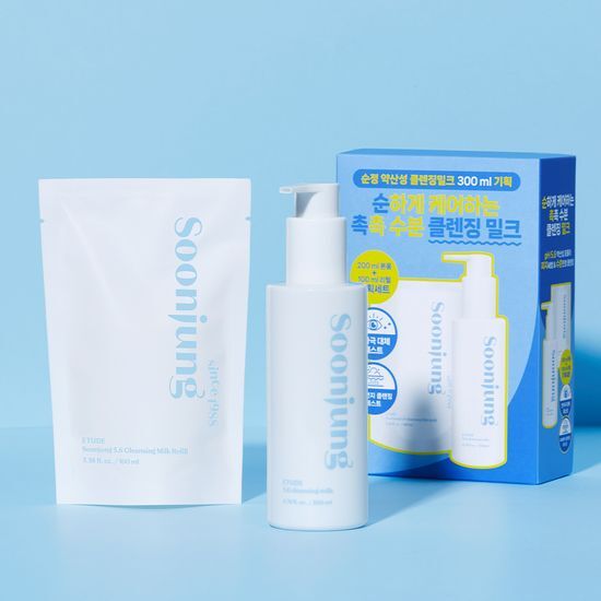 Soonjung 5.6 Cleansing Milk 200ml Refill Set (+Refill 100ml) by ETUDE at GWENCHANDA Korean Cosmetics Shop - 2