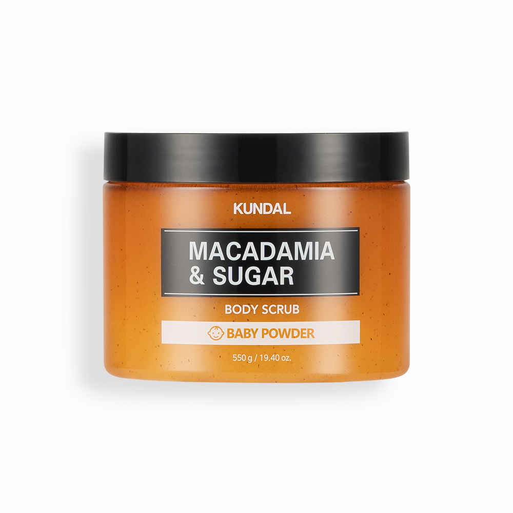 Macadamia & Sugar Body Scrub 550g #Baby Powder by KUNDAL at GWENCHANDA Korean Cosmetics Shop - 1