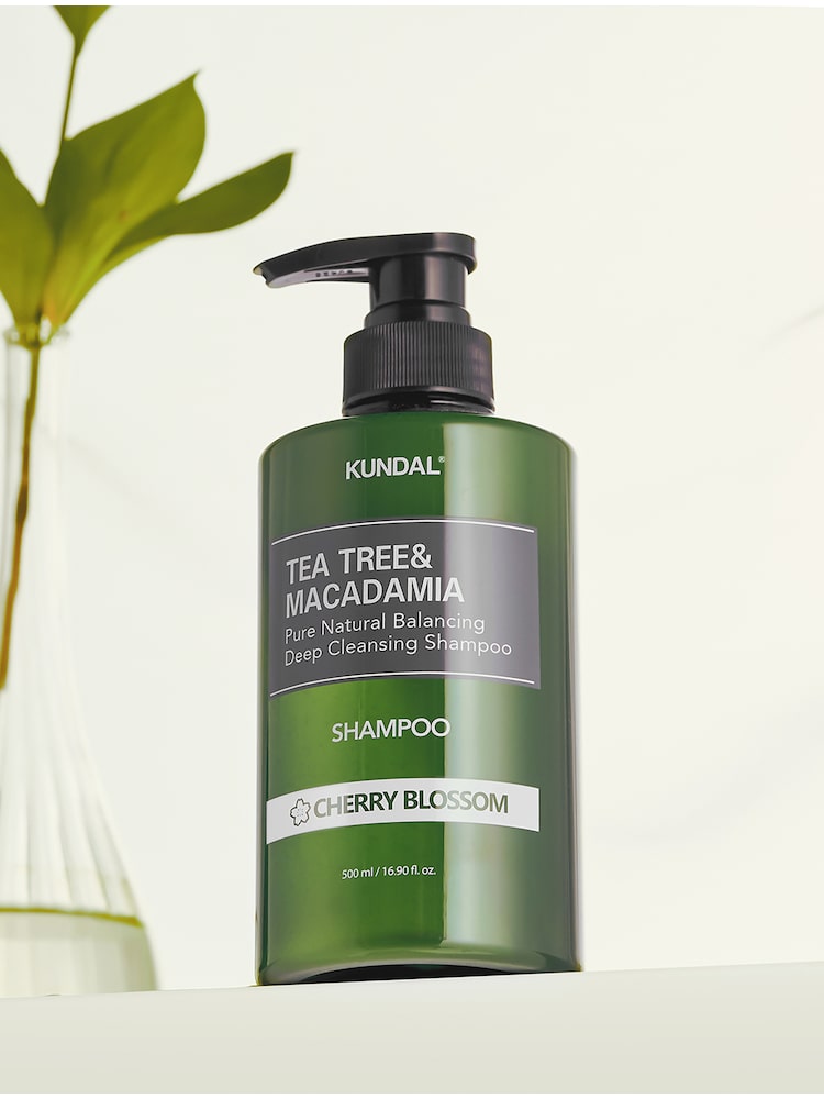 Tea Tree & Macadamia Deep Cleansing Shampoo For Oily Scalp 500ml #Cherry Blossom by KUNDAL at GWENCHANDA Korean Cosmetics Shop - 1